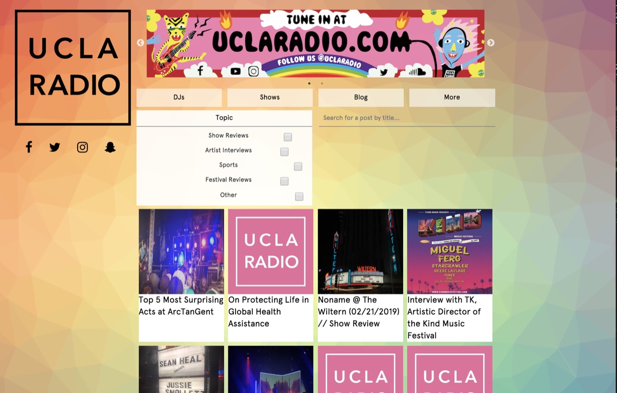 UCLA Radio Blog project screenshot